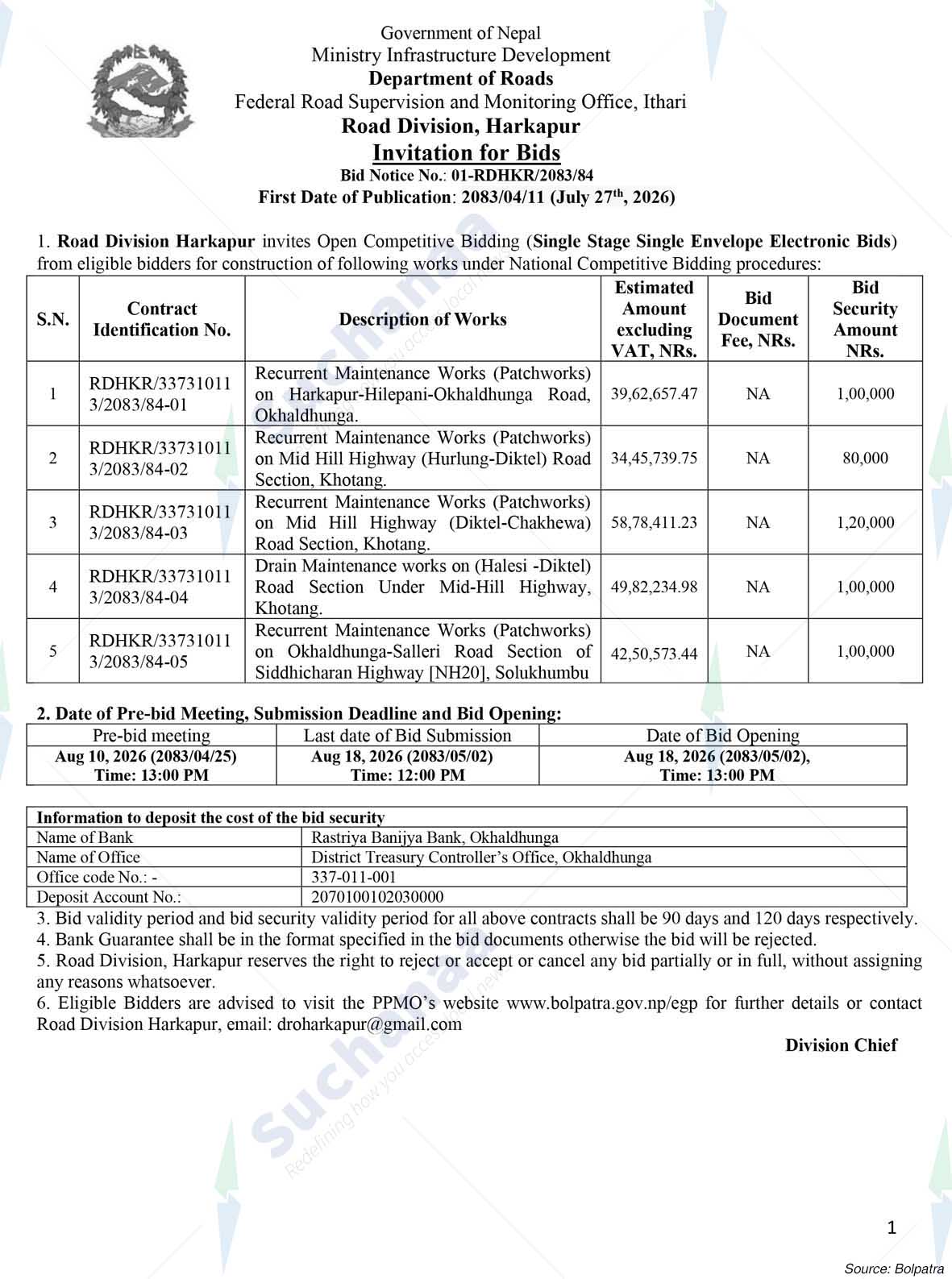 Road Division, Harkapur