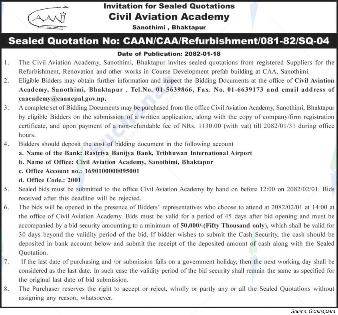 Civil Aviation Academy, Sanothimi