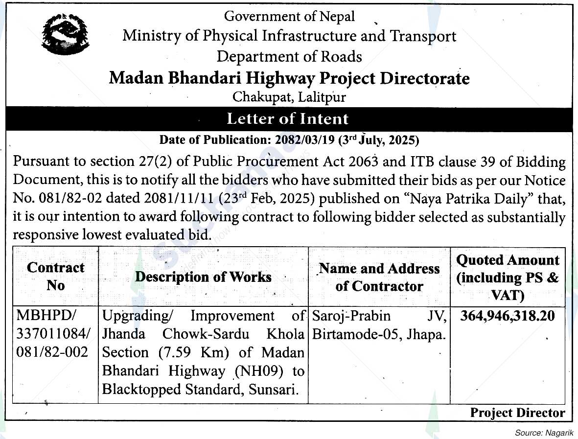 Madan Bhandari Highway Project Directorate, Chakupat