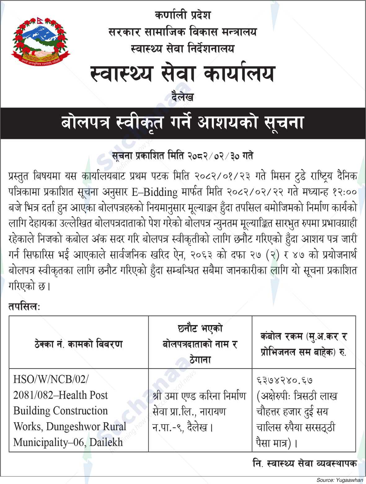 Office of Health Services, Dailekh