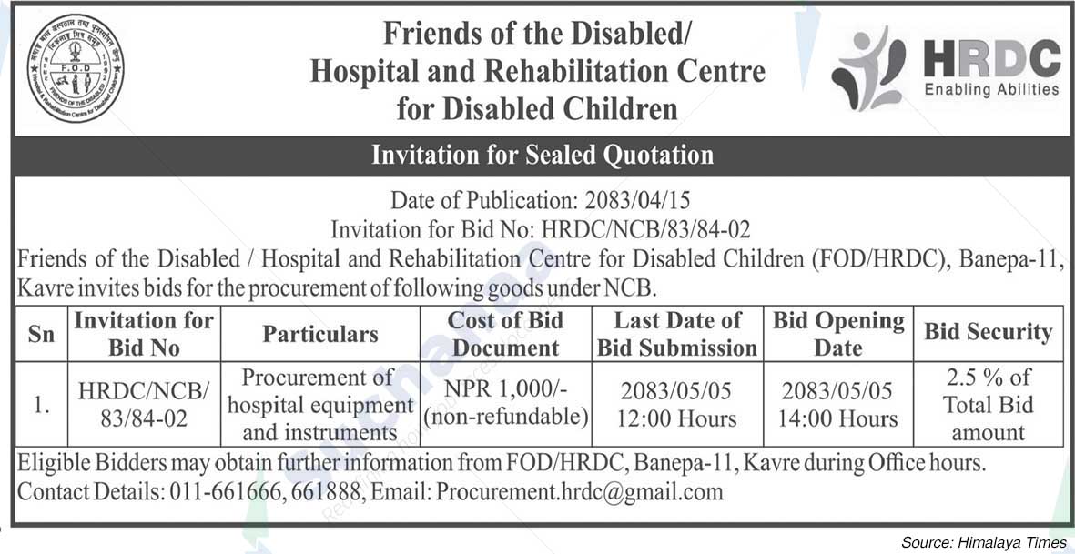 Hospital and Rehabilitation Center for Disabled Children (HRDC)