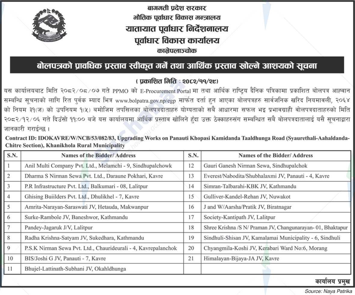 Infrastructure Development Office, Kavrepalanchok