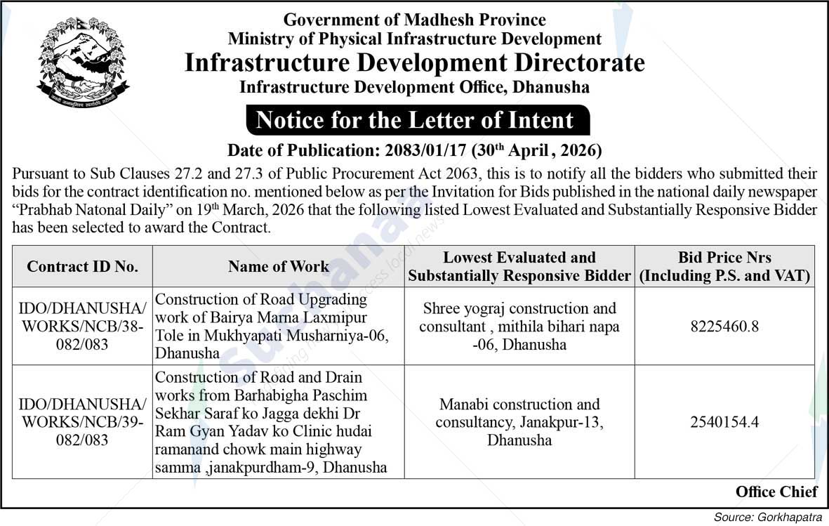 Infrastructure Development Office, Dhanusha