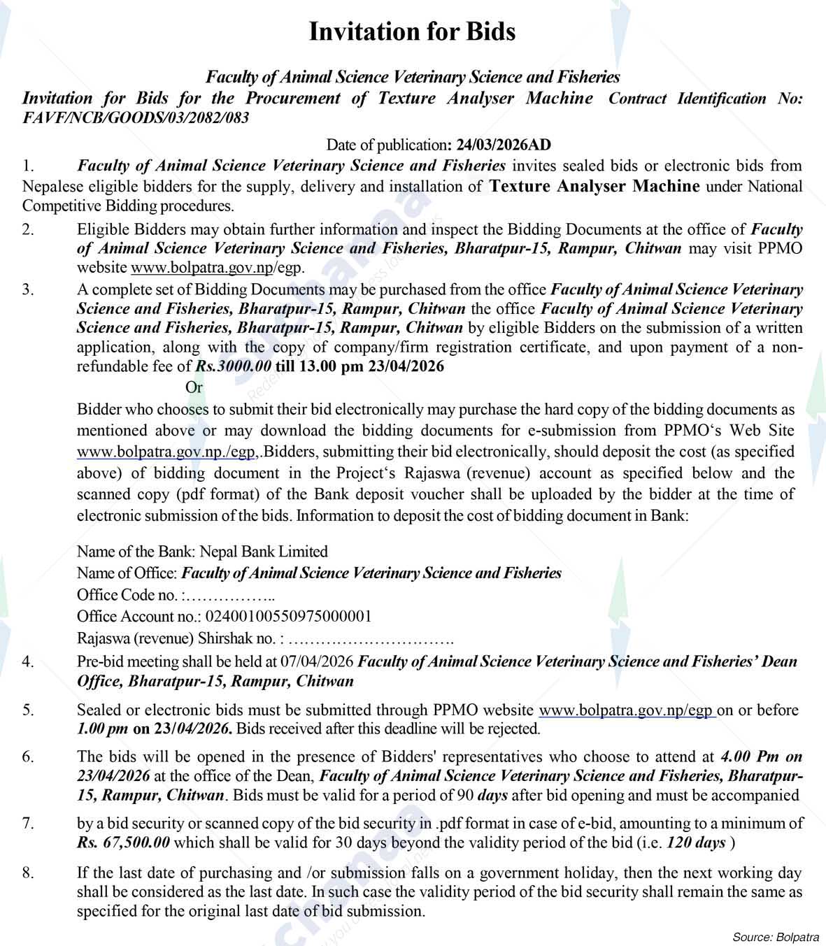 Faculty of Animal Science, Veterinary Science and Fisheries