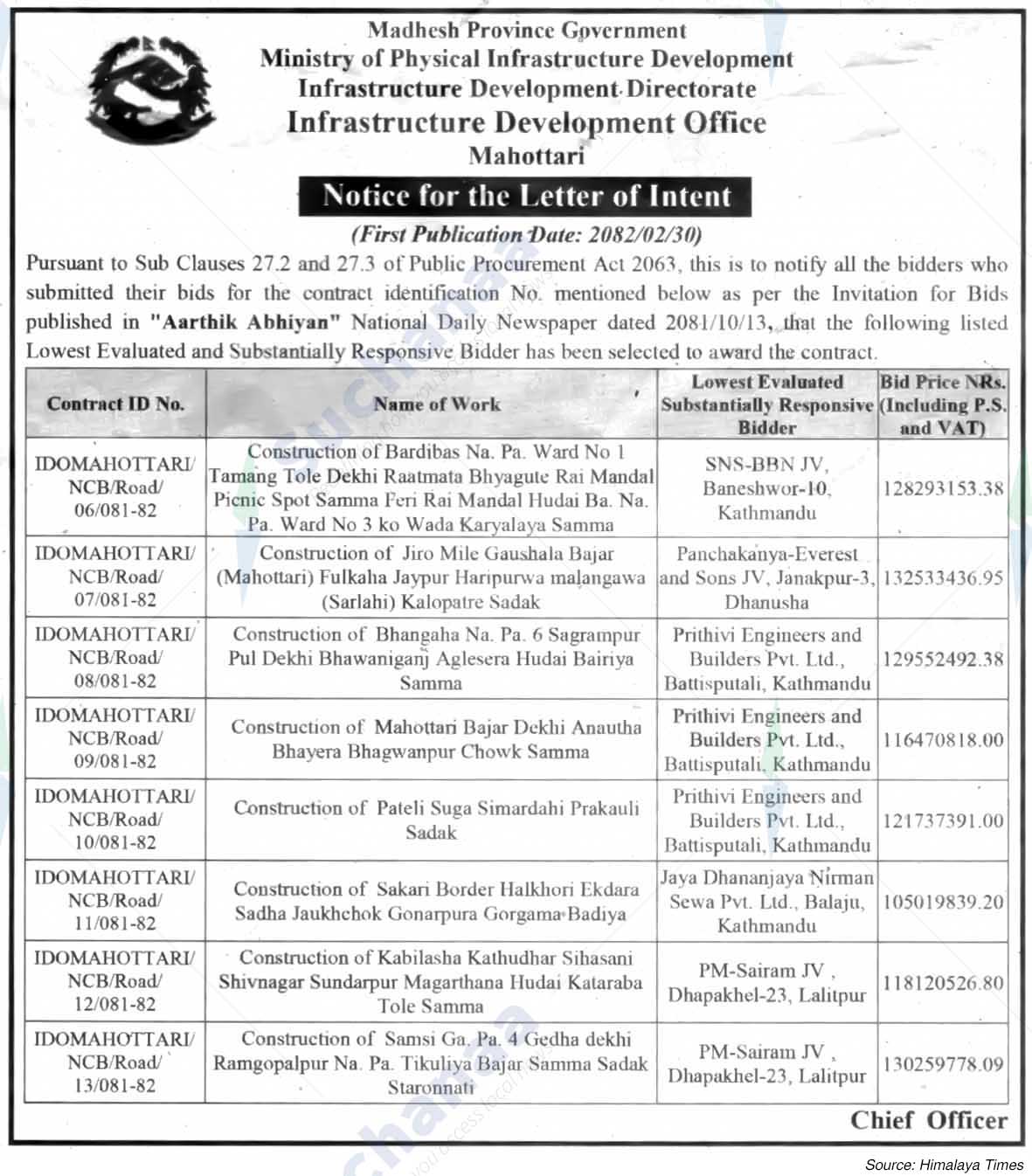 Infrastructure Development Office, Mahottari