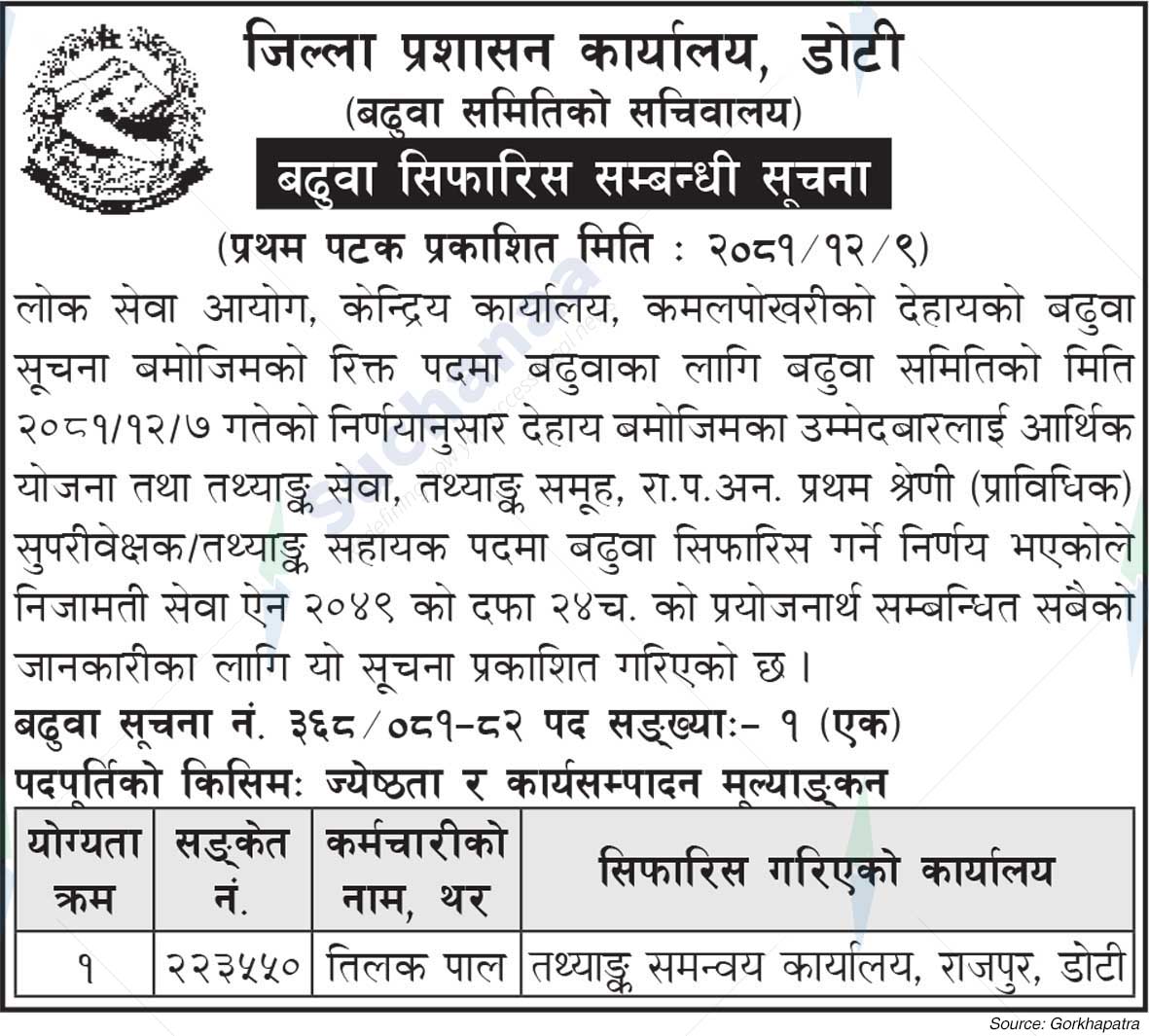 District Administration Office, Doti