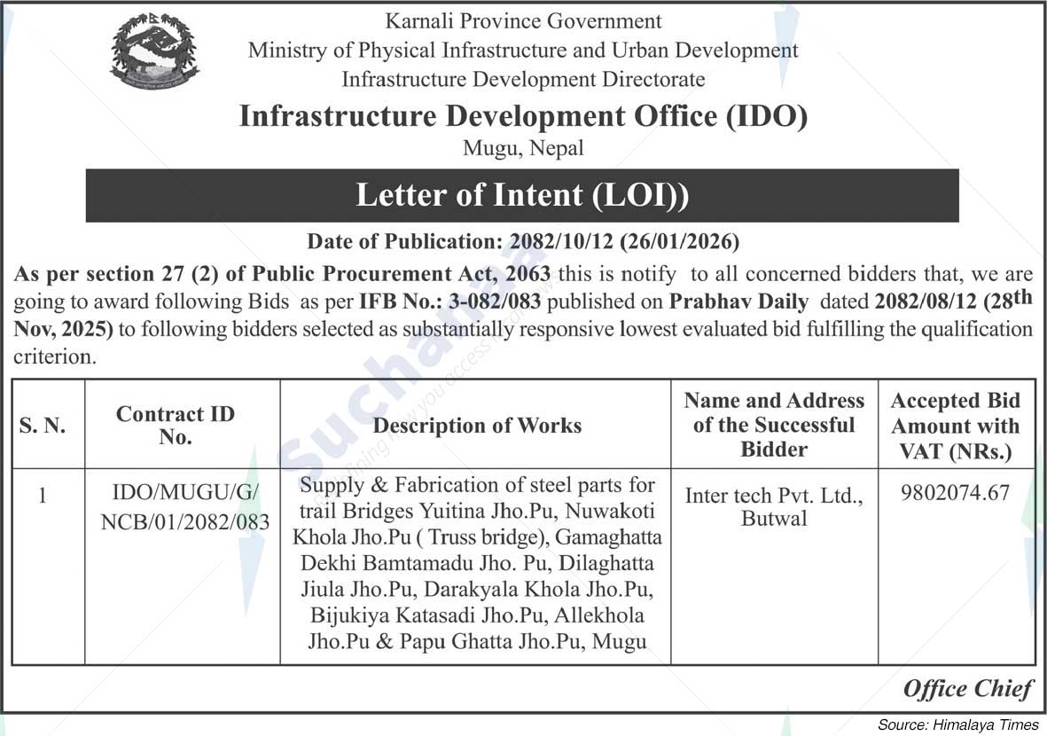 Infrastructure Development Office (IDO), Mugu