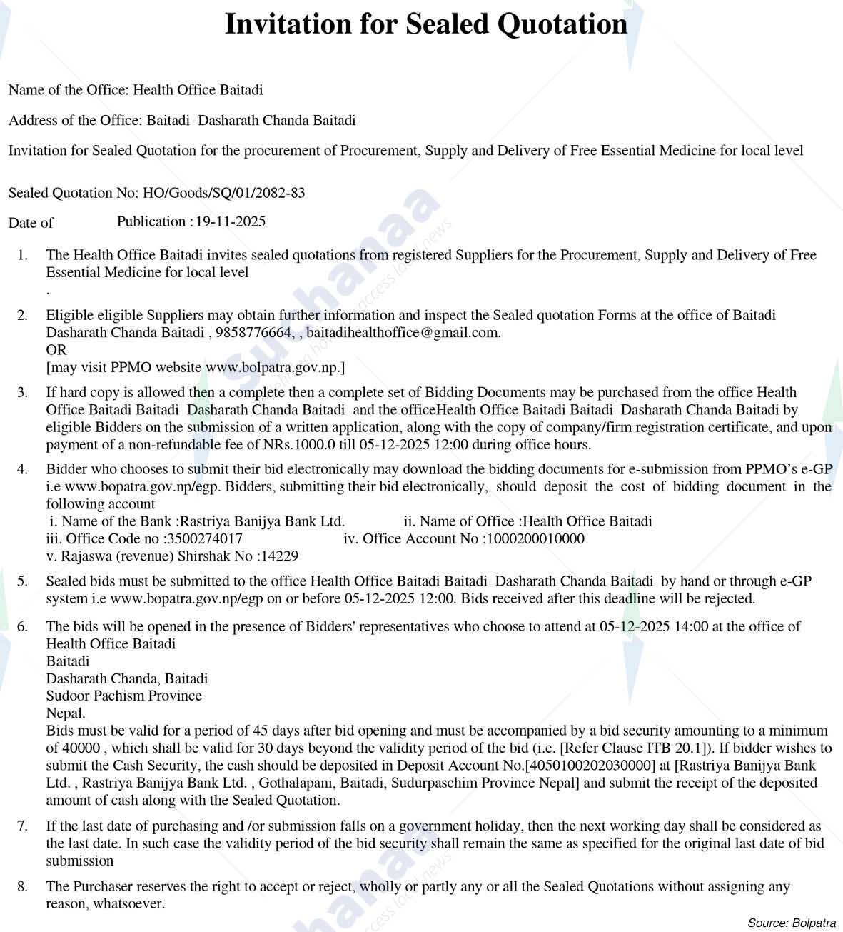 Health Office, Baitadi