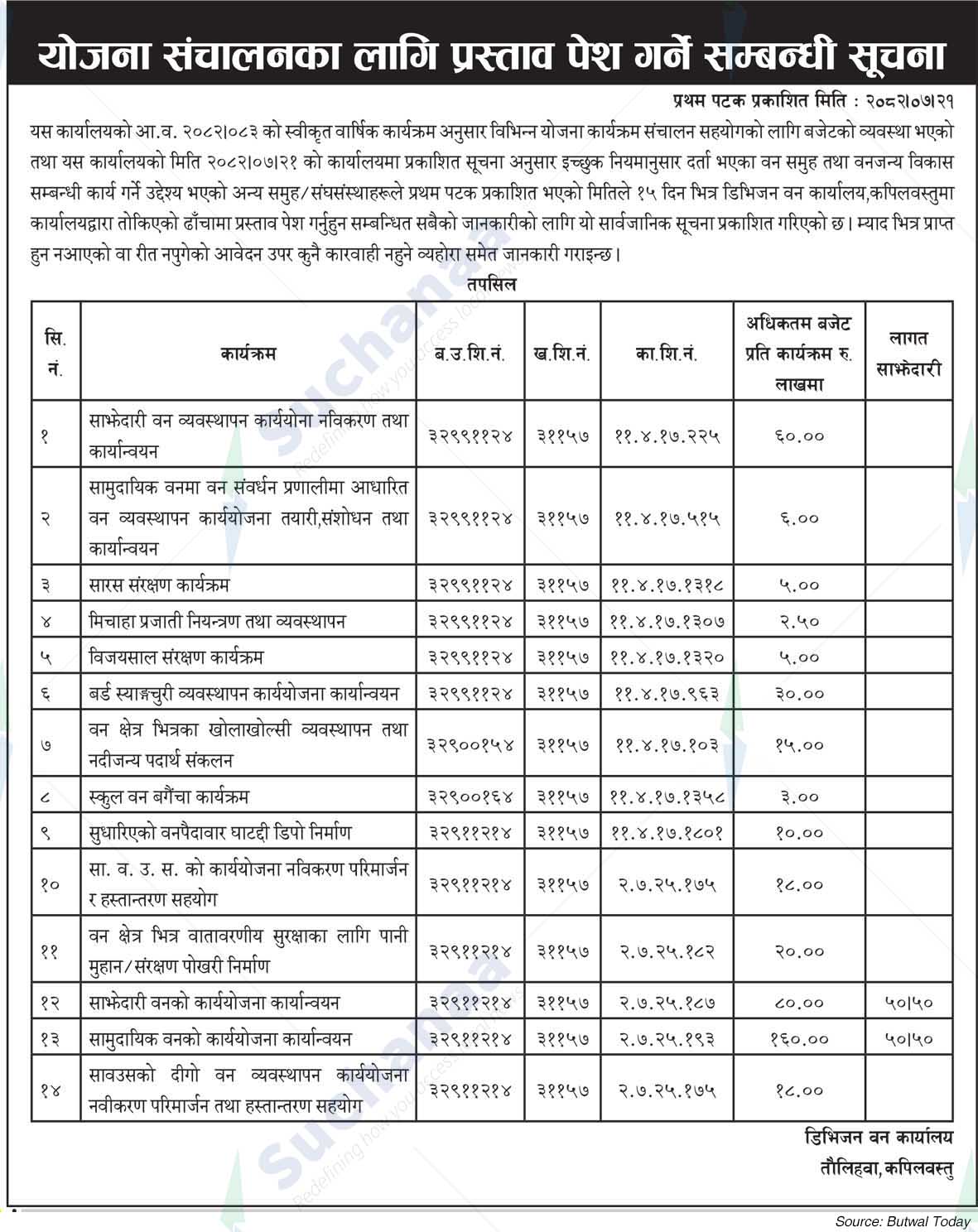 Division Forest Office, Taulihawa, Kapilvastu