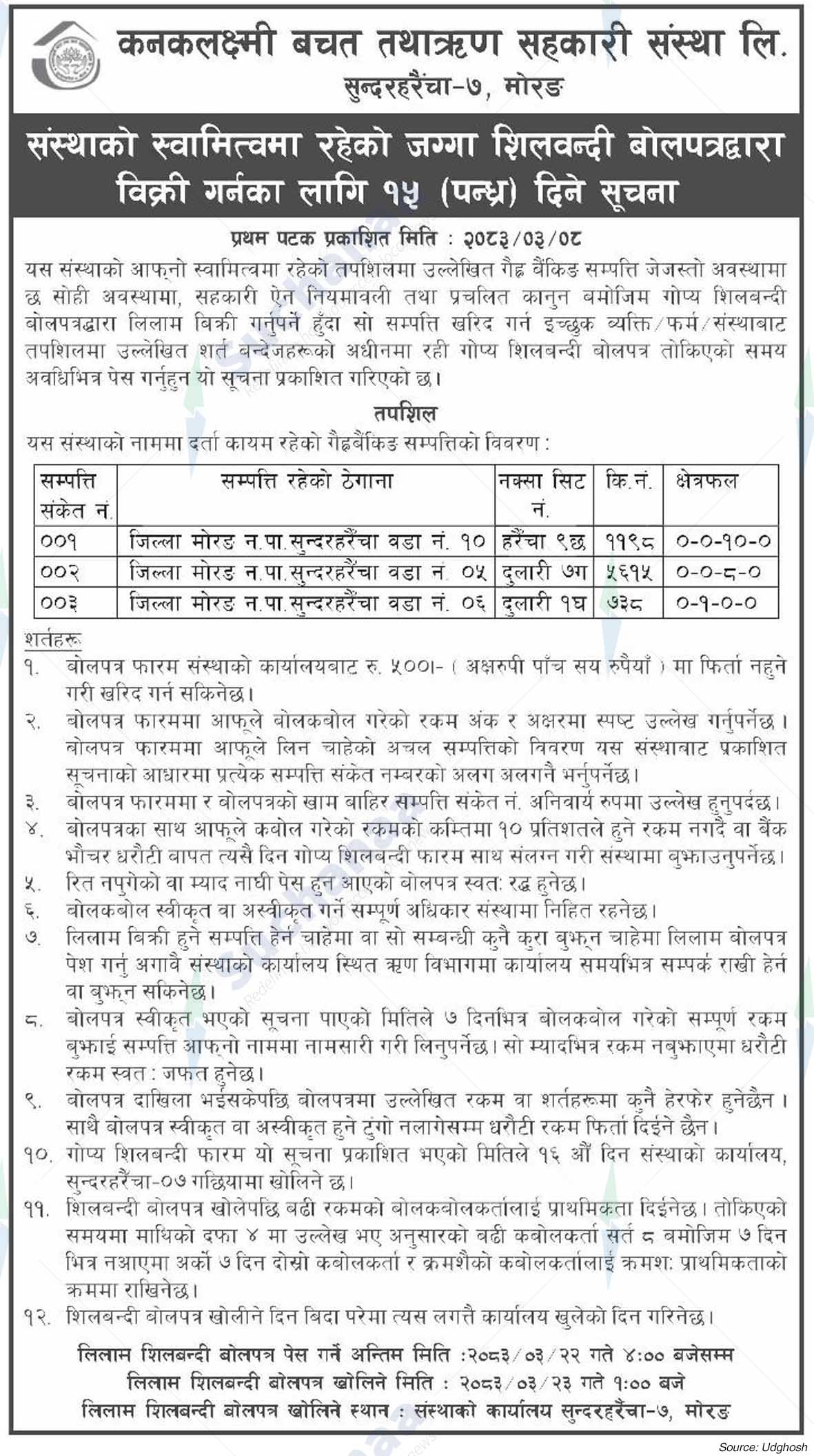 Kanakalakshmi Bachat Tatha Rin Sahakari Sanstha Ltd., Morang