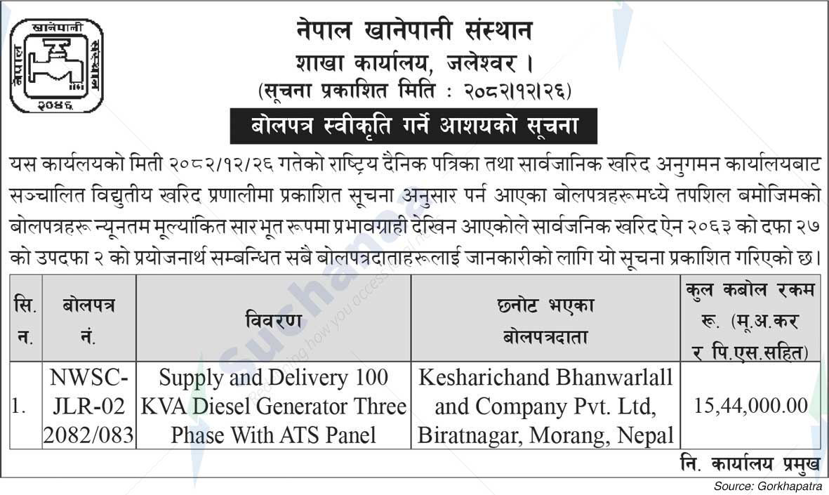 Nepal Water Supply Corporation, Jaleshwor
