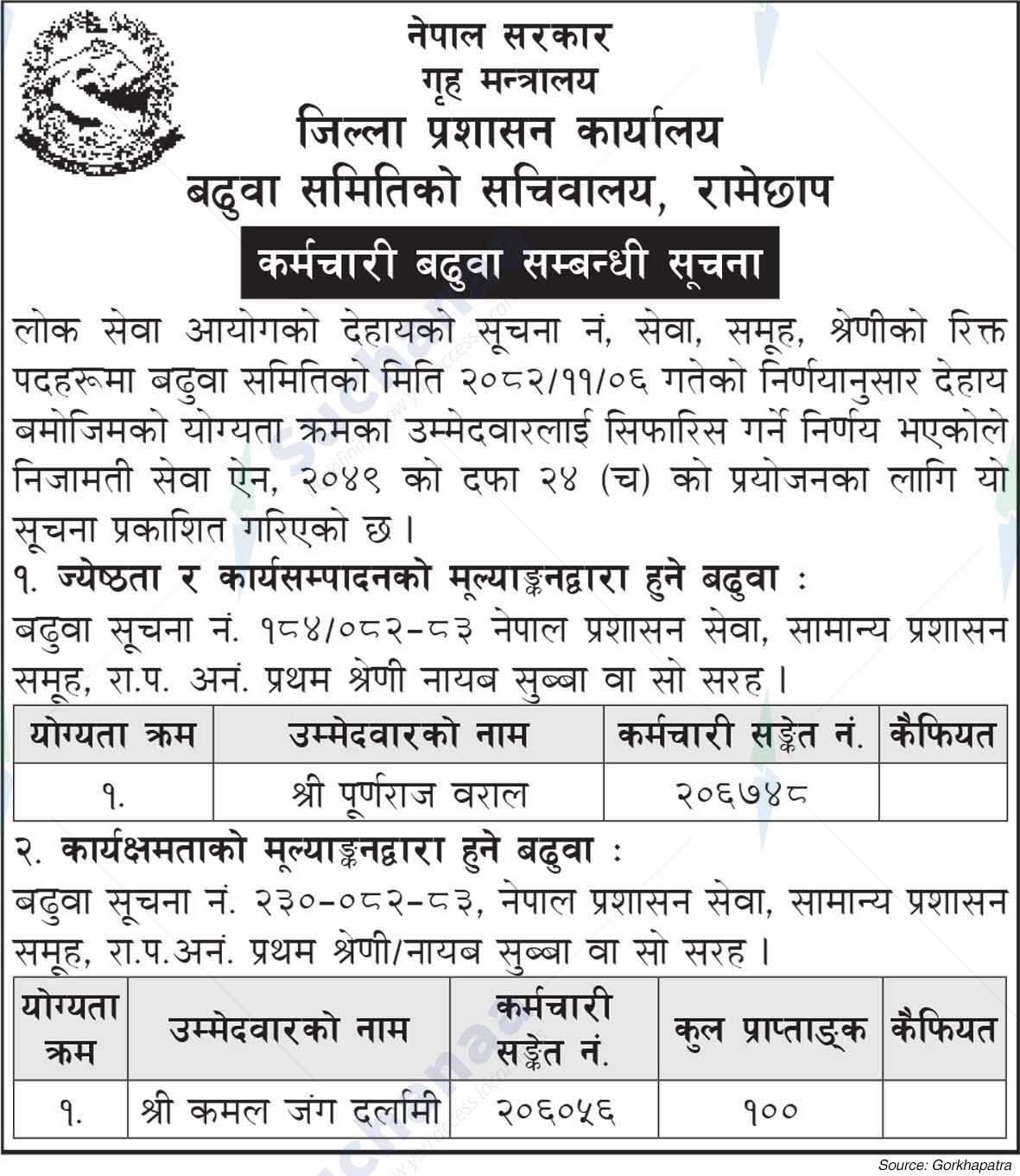 District Administration Office, Ramechhap