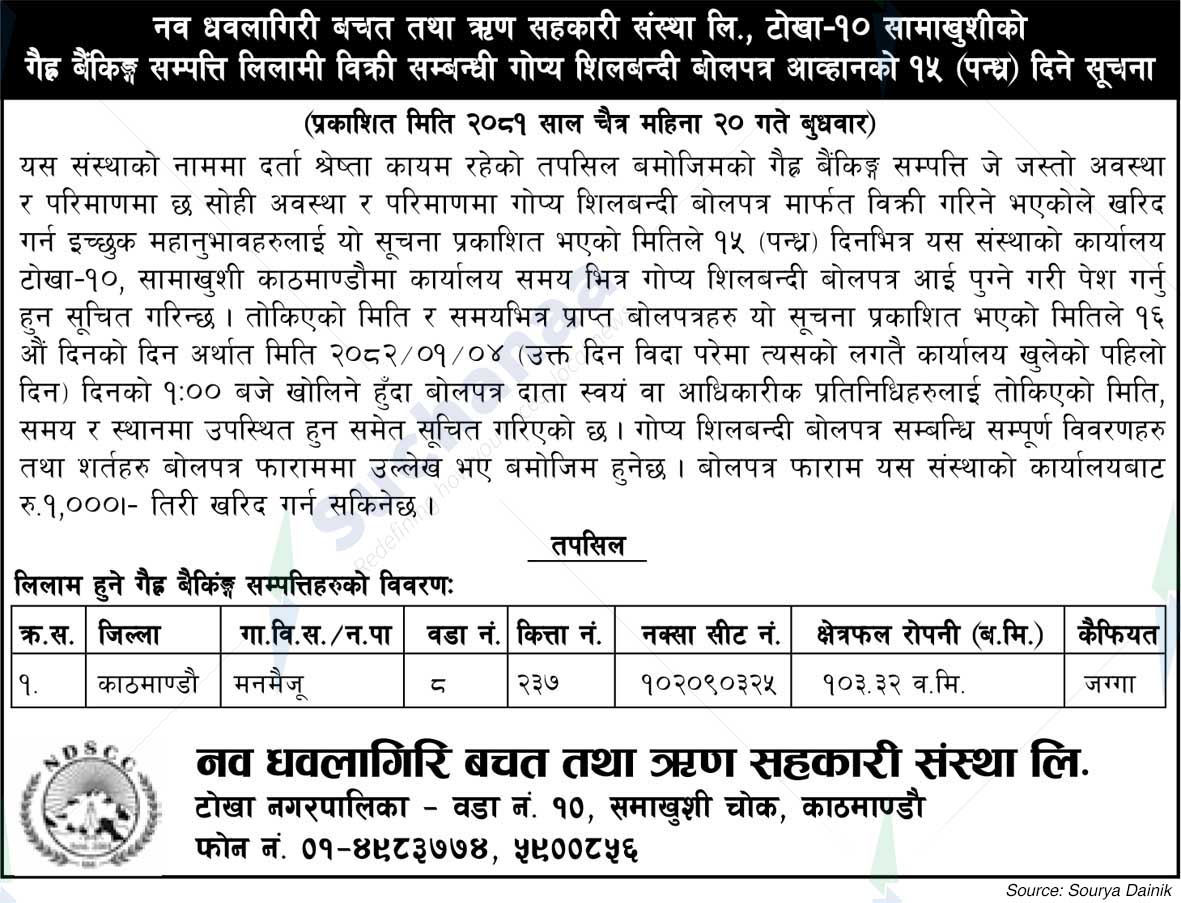Nava Dhawalagiri Savings and Credit Cooperative Ltd.