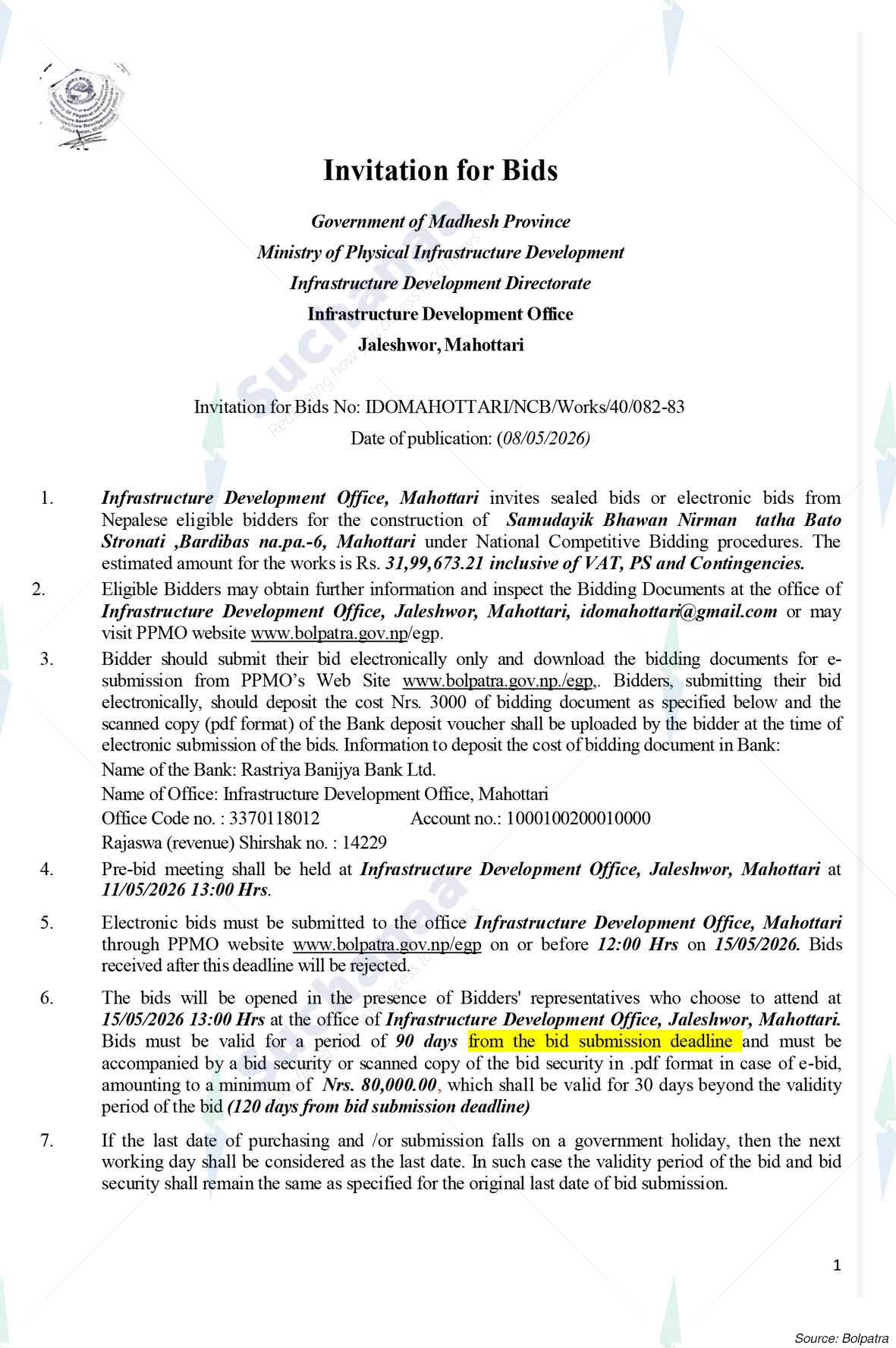 Infrastructure Development Office, Mahottari