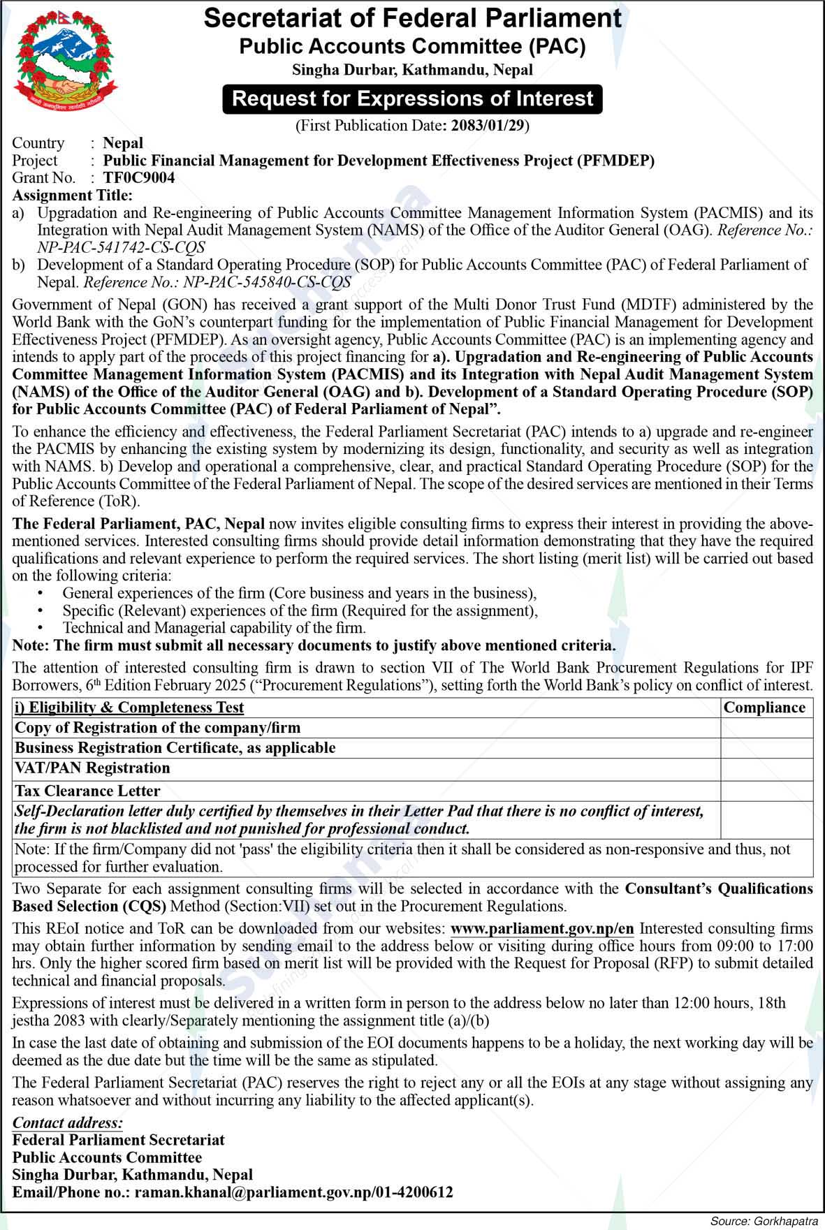 Public Accounts Committee (PAC)