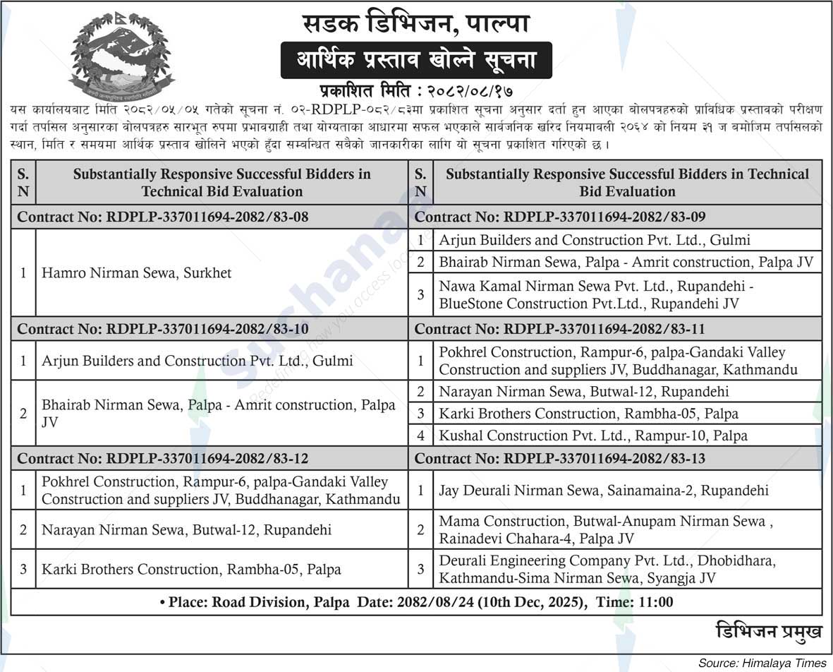 Road Division, Palpa