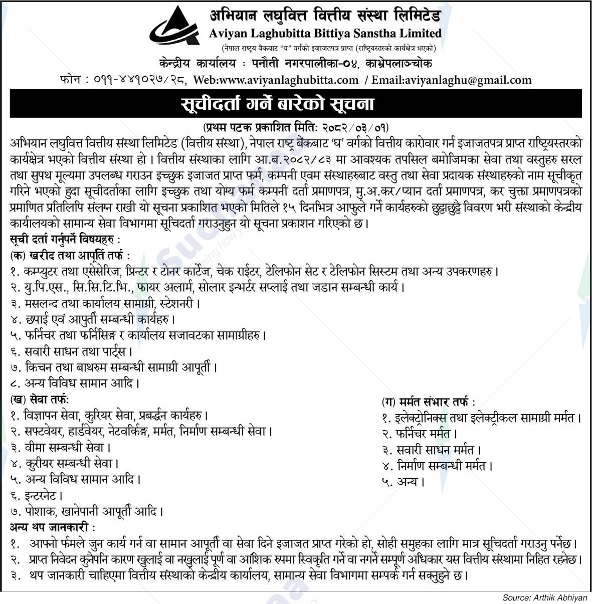 Aviyan Laghubitta Bittiya Sanstha Limited