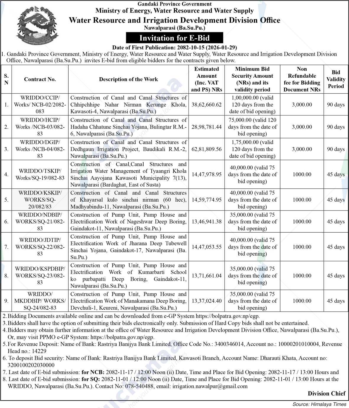 Water Resource and Irrigation Development Division Office, Nawalparasi