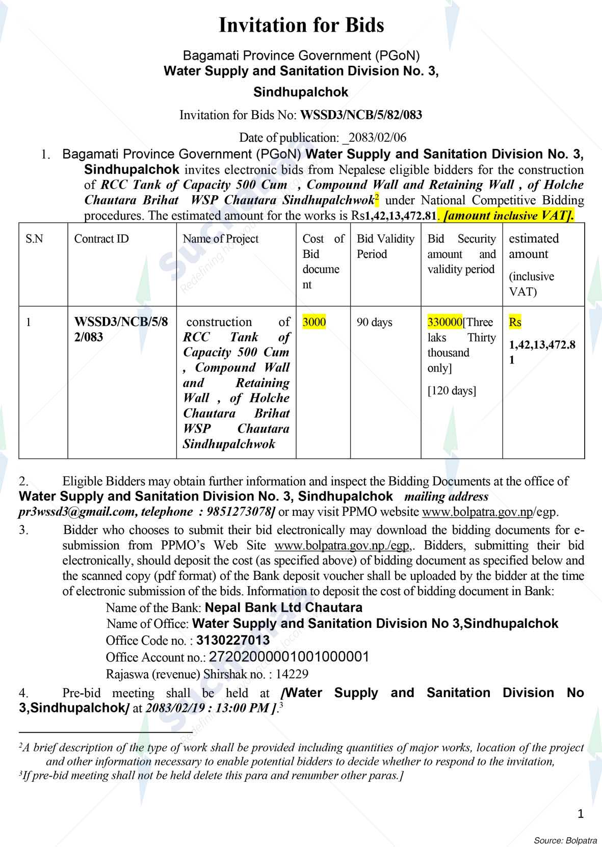 Water Supply and Sanitation Division-3, Sindhupalchok