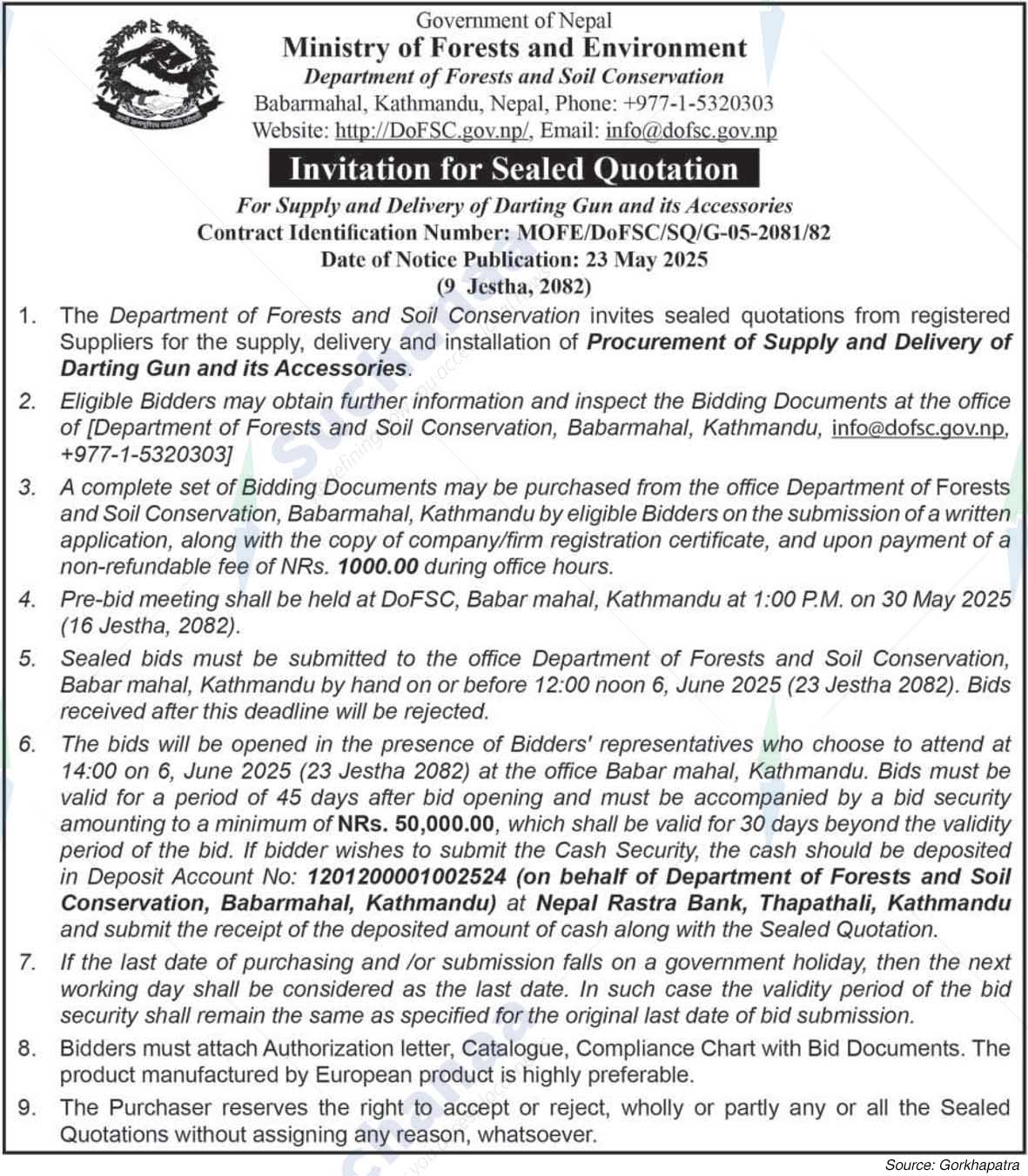 Department of Forests and Soil Conservation
