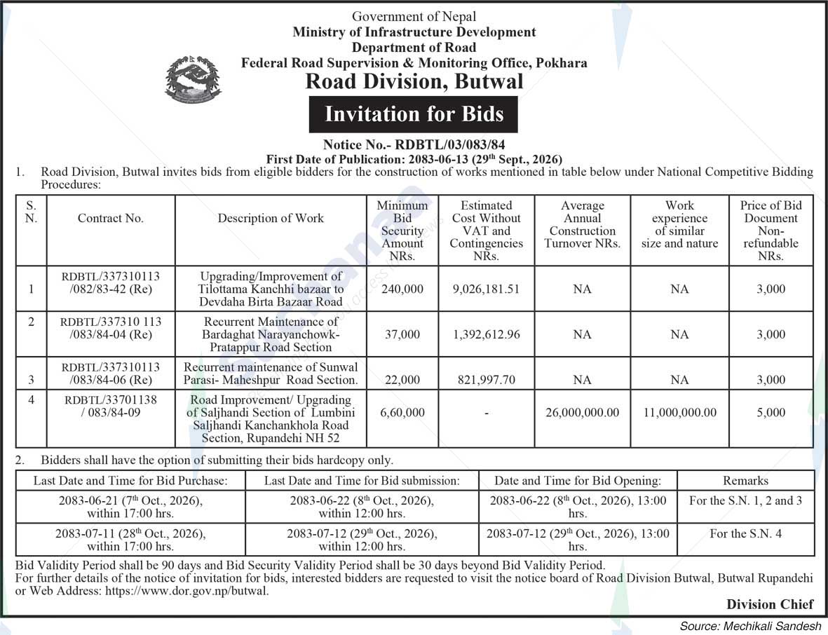 Road Division, Butwal