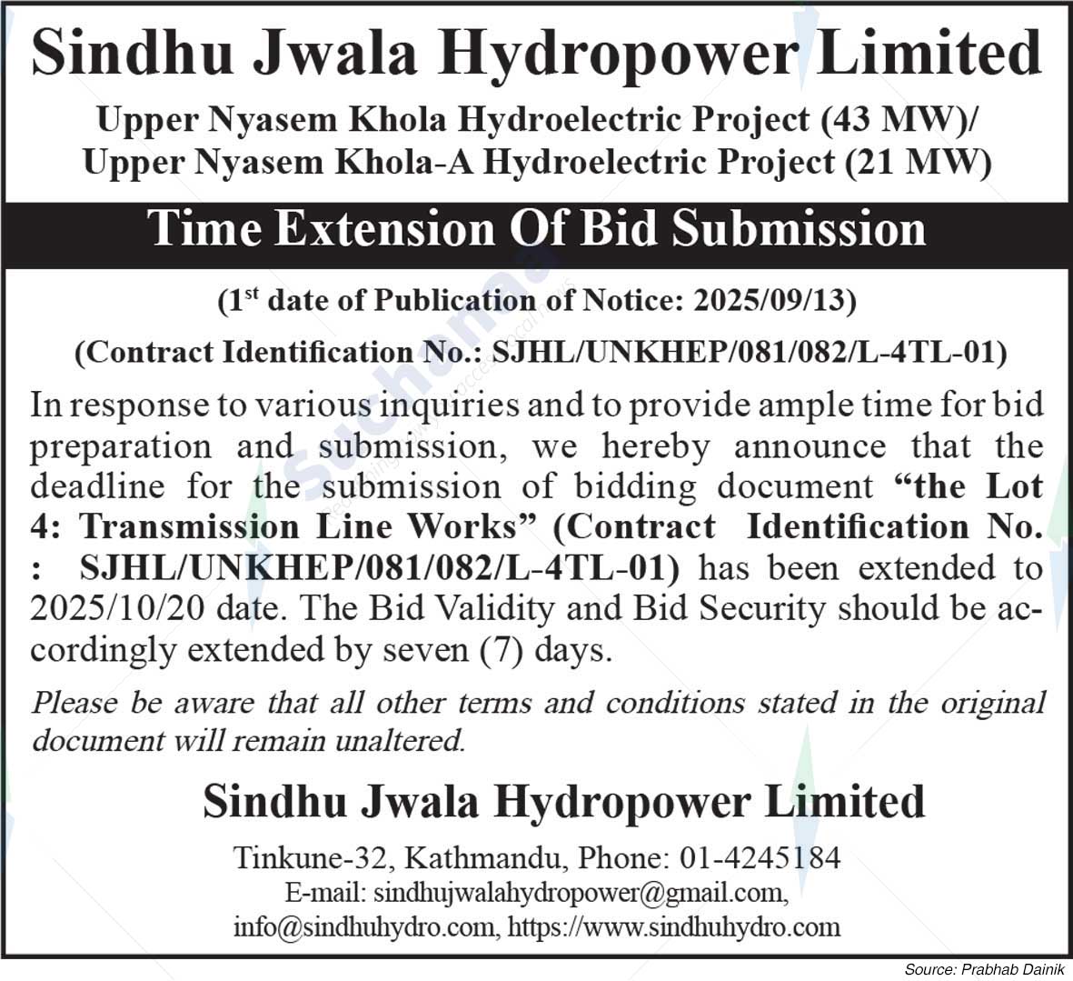 Sindhu Jwala Hydropower Ltd.