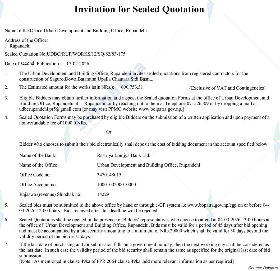 Urban Development and Building Office, Rupandehi