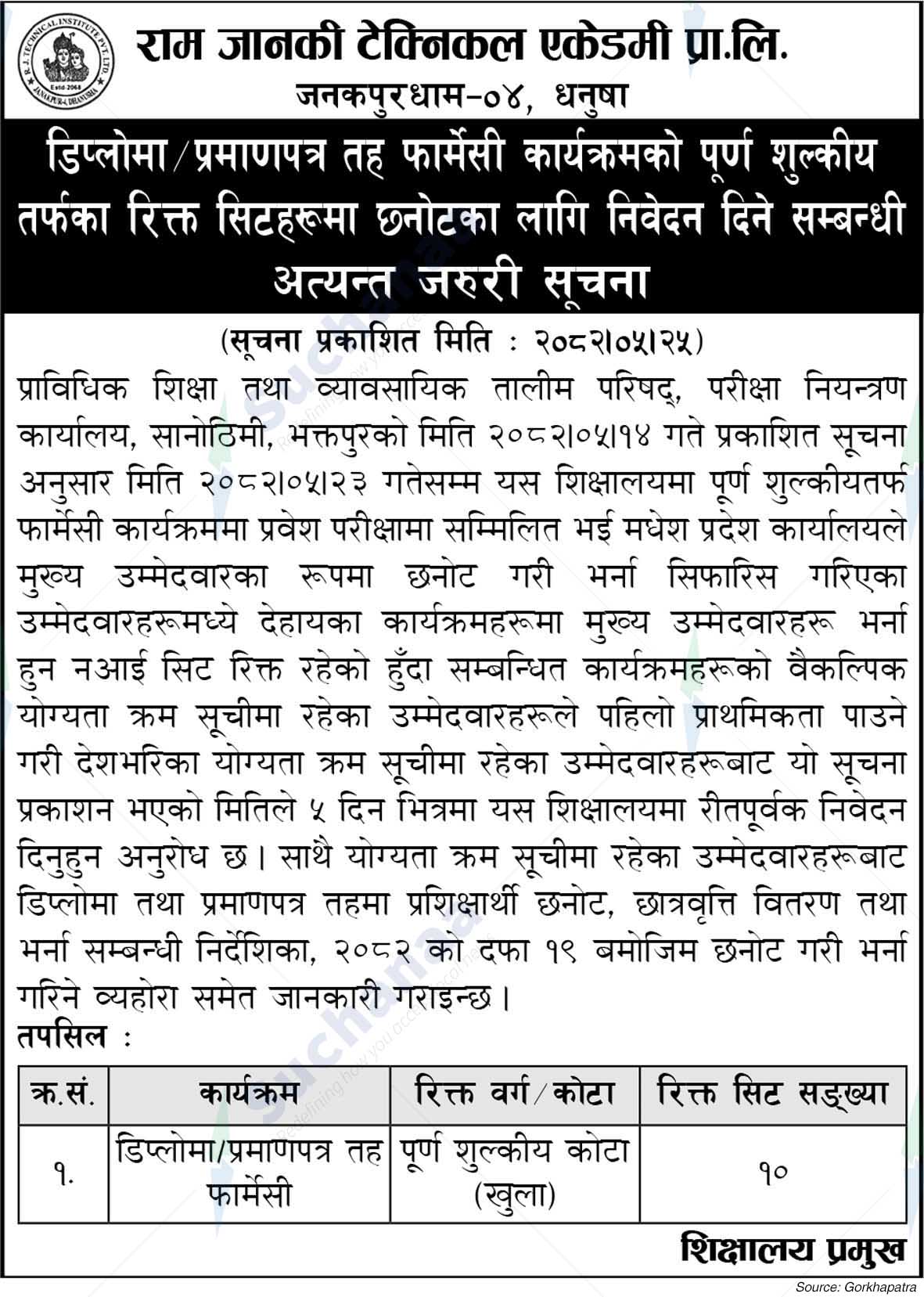Ram Janaki Technical Academy Pvt. Ltd.