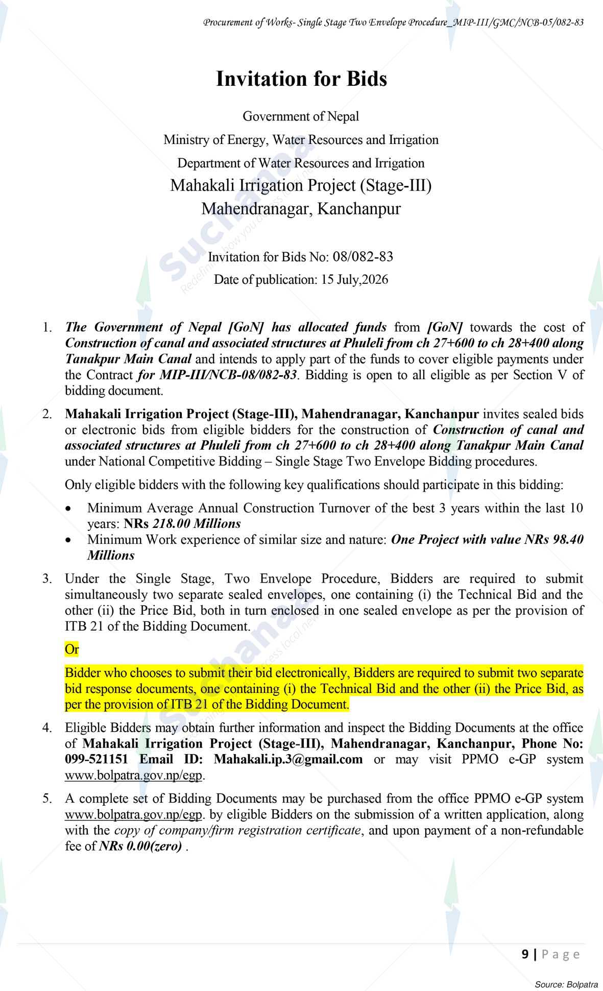 Mahakali Irrigation Project-III Stage
