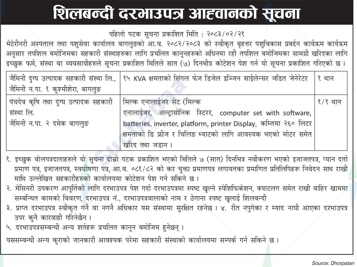 Veterinary Hospital and Animal Service Office, Baglung