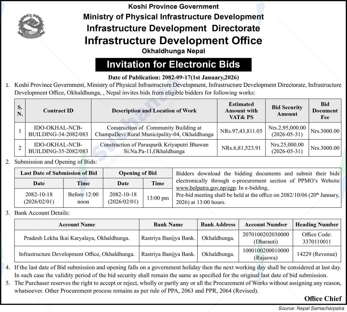 Infrastructure Development Office, Okhaldhunga
