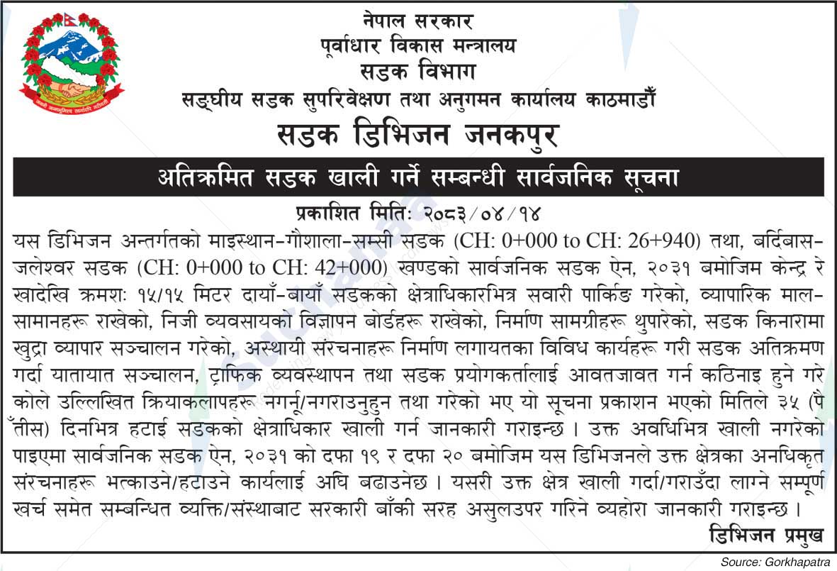Road Division, Janakpur
