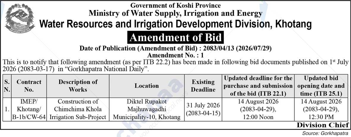 Water Resources and Irrigation Development Division, Khotang