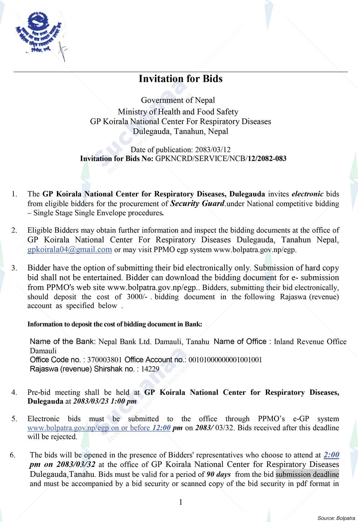 GP Koirala National Centre for Respiratory Diseases