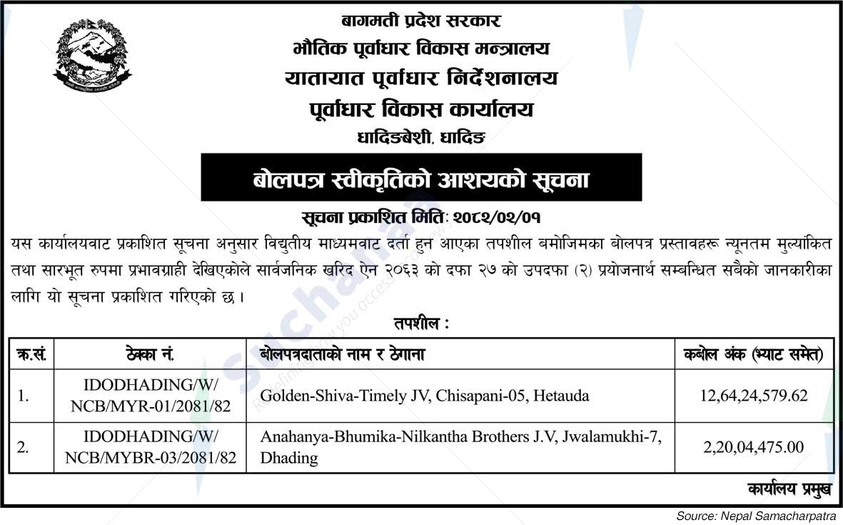Infrastructure Development Office, Dhadingbeshi, Dhading