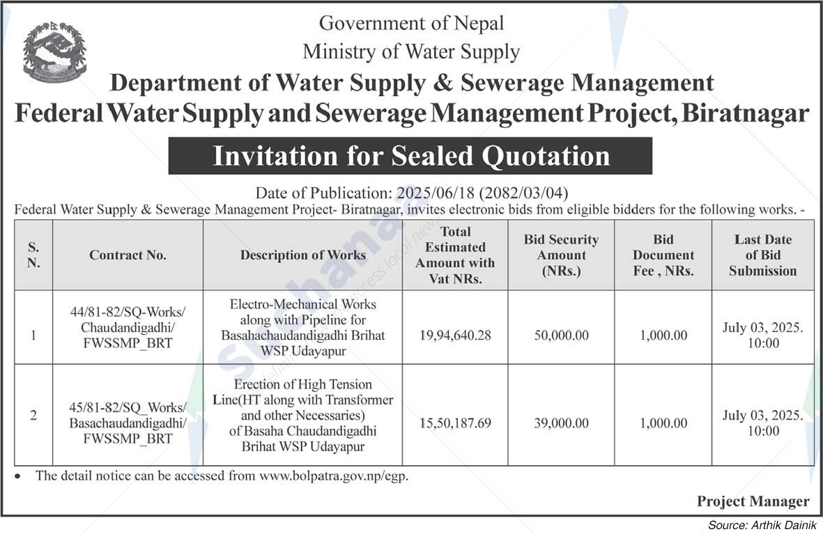 Federal Water Supply and Sewerage Management Project, Biratnagar