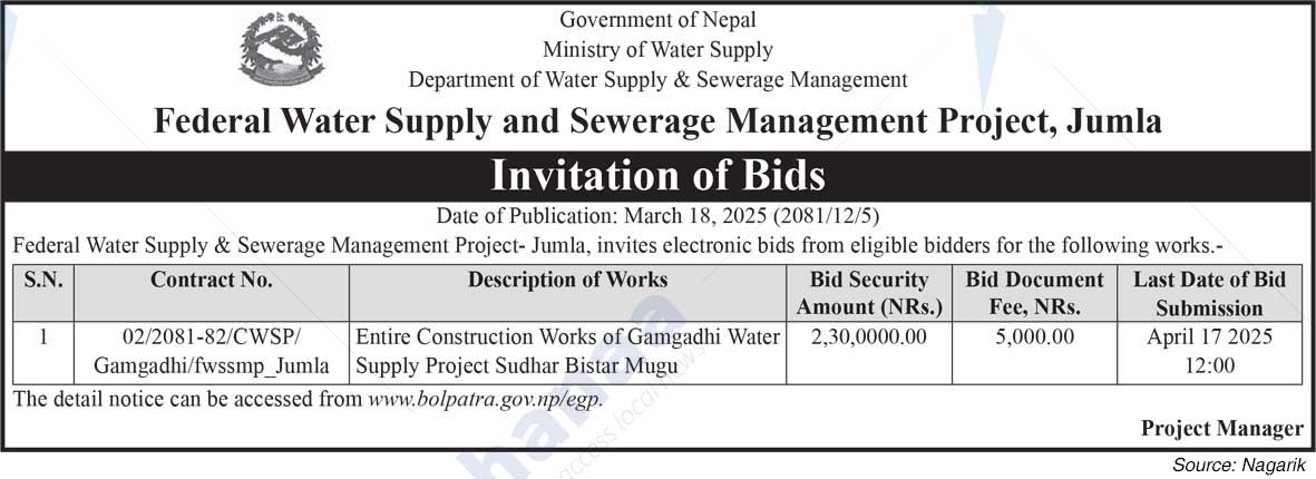 Federal Water Supply and Sewerage Management Project, Jumla
