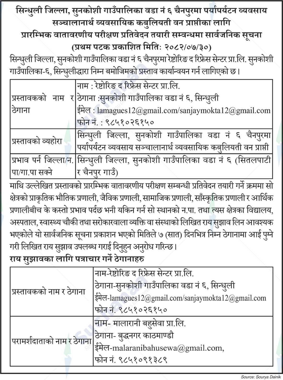 Restoring The Refresh Center Pvt. Ltd.