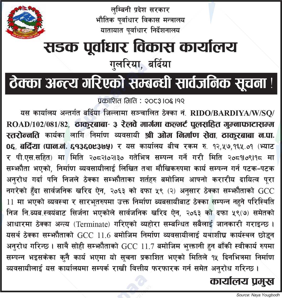 Road Infrastructure Development Office, Bardiya
