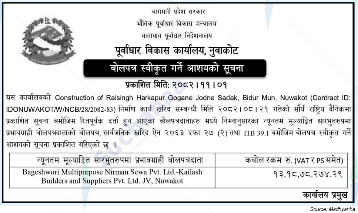 Infrastructure Development Office, Nuwakot