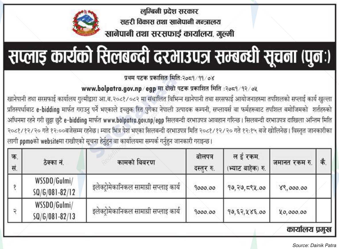 Drinking Water Supply and Sanitation Office, Gulmi