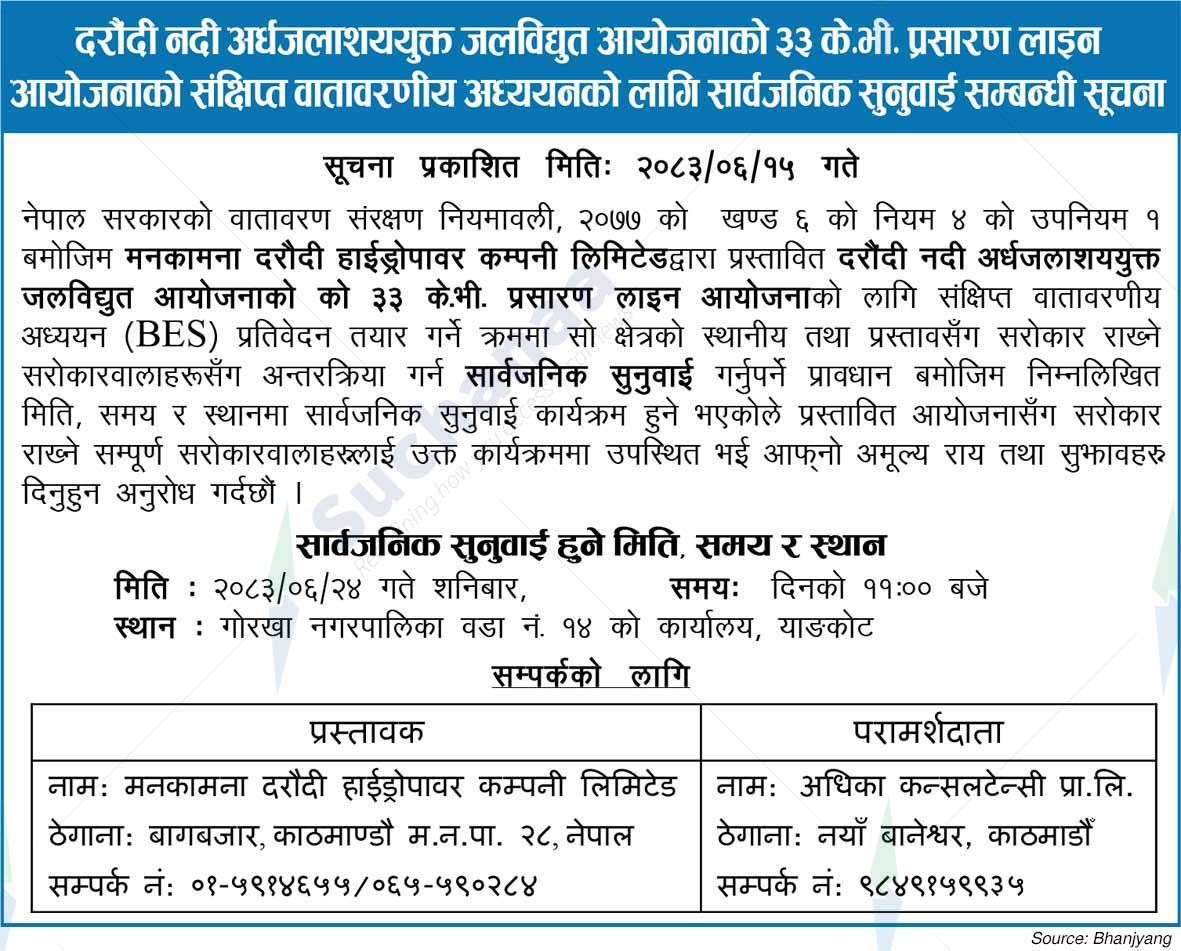 Manakamana Daraundi Hydropower Company Ltd.