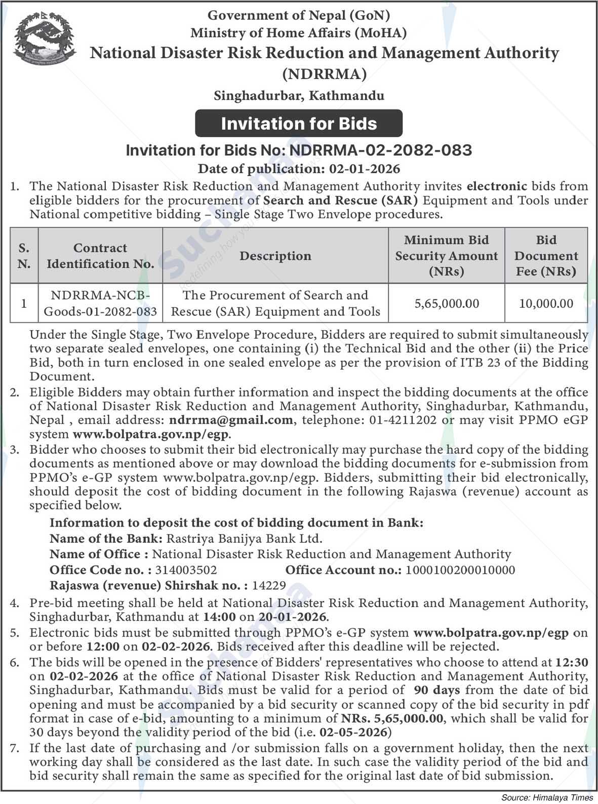 National Disaster Risk Reduction and Management Authority (NDRRMA), Singhadurbar, Kathmandu