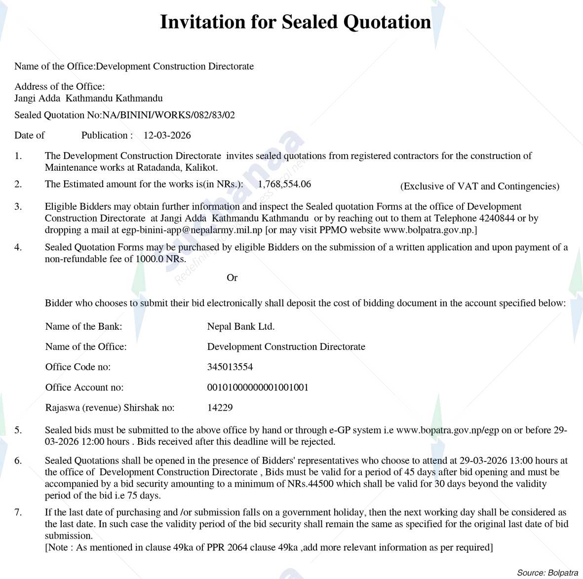 Development Construction Directorate