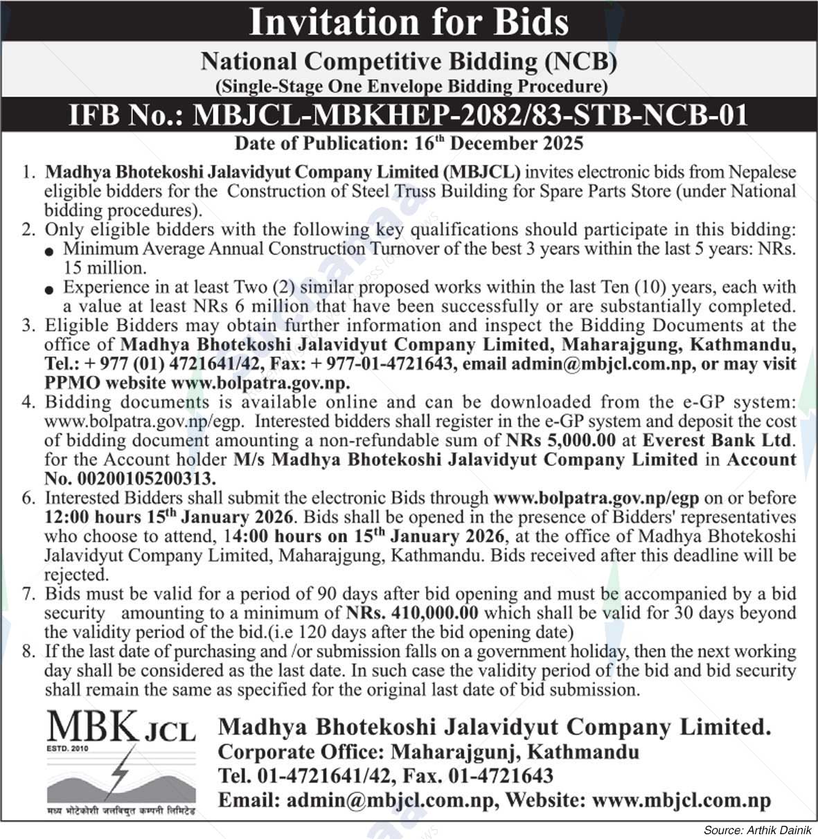 Madhya Bhotekoshi Jalavidyut Company Limited