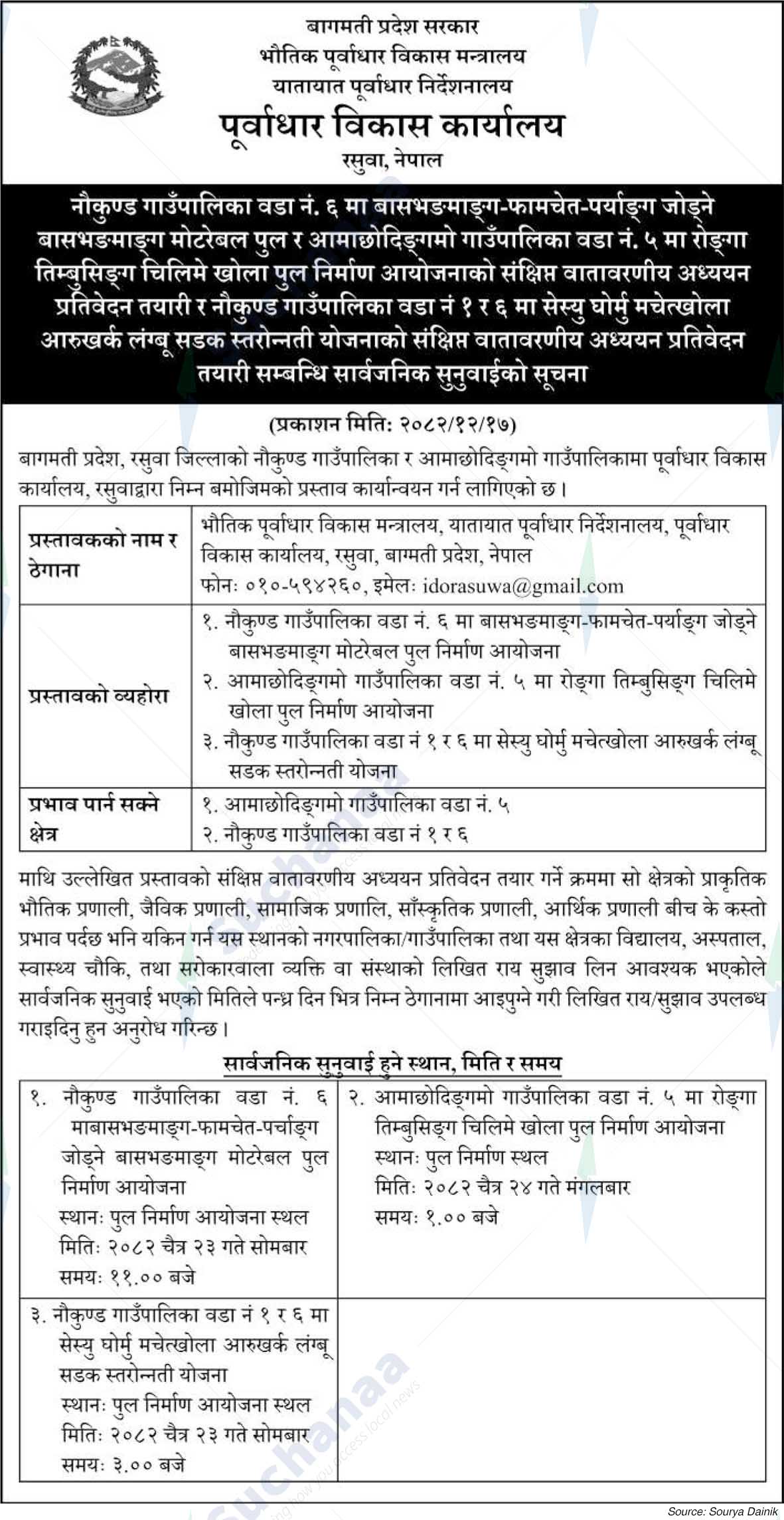 Infrastructure Development Office, Rasuwa