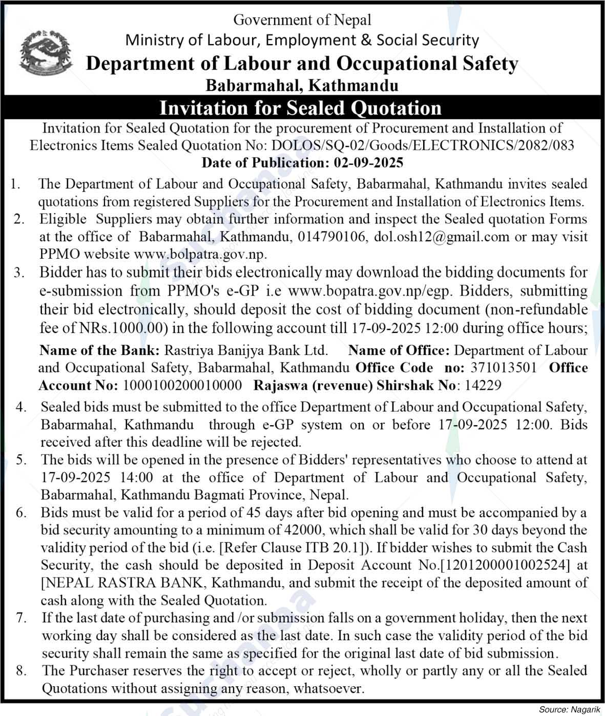 Department of Labour and Occupational Safety