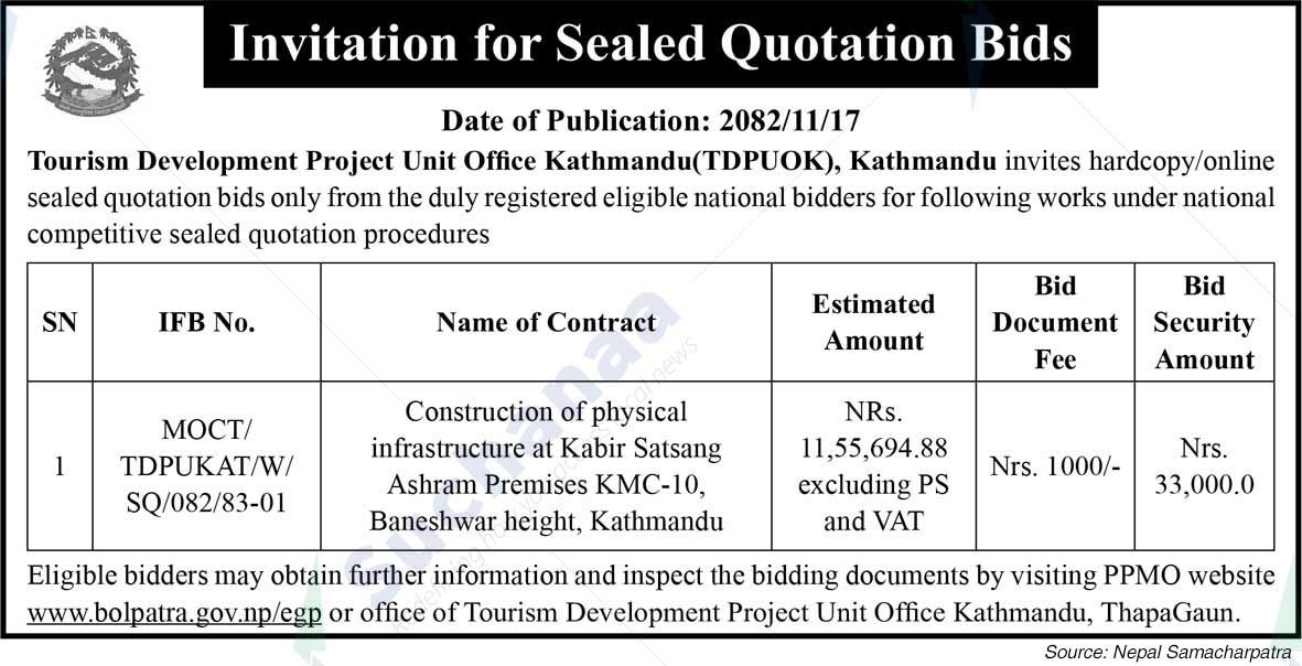 Tourism Development Project Unit Office Kathmandu (TDPUOK), Kathmandu