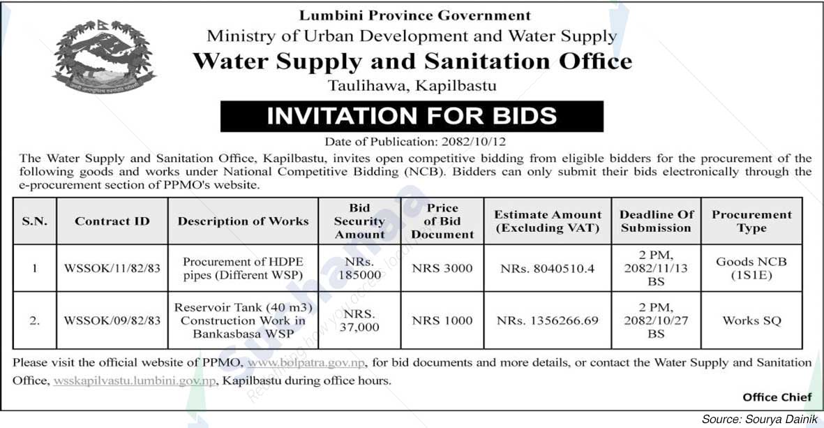 Water Supply and Sanitation Office, Kapilbastu