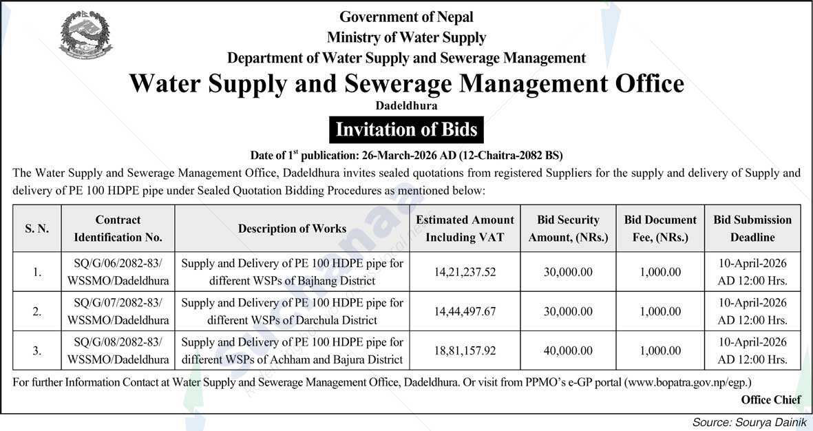Water Supply and Sewerage Management Office, Dadeldhura